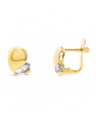 18K PENDIENTES ORO AMARILLO PIEDRA AGUAMARINA CIERRE CATALAN