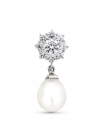18K COLGANTE ORO BLANCO CON PERLA Y CIRCONITAS