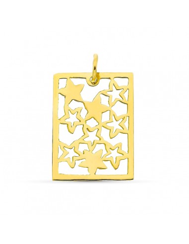 18K COLGANTE ORO AMARILLO RECTANGULO CALADO ESTRELLAS