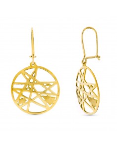 18K PENDIENTES ORO AMARILLO REDONDOS MOTIVOS CALADOS CIERRE GANCHO