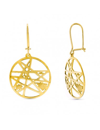 18K PENDIENTES ORO AMARILLO REDONDOS MOTIVOS CALADOS CIERRE GANCHO