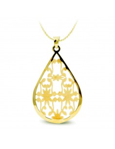 18K COLGANTE ORO AMARILLO LARGO OVAL CALADO