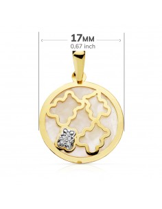 18K COLGANTE BICOLOR NACAR 17MM.CIRCONITAS 2