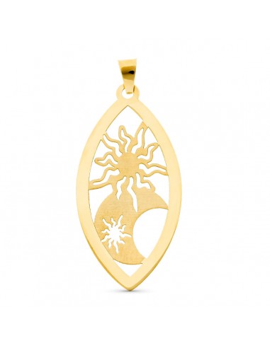 18K COLGANTE ORO AMARILLO OVAL SOL Y LUNA MATE Y BRILLO