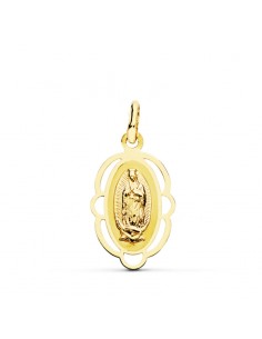 18K MEDALLA VIRGEN DE GUADALUPE CERCO 20 X 12 MM