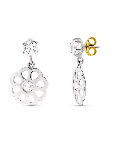 18K PENDIENTES ORO BLANCO CIRCONITA 22X13 MM CIERRE PRESIÓN