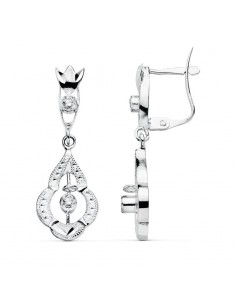 18K PENDIENTES CUBANAS ORO BLANCO 29X10 MM CIERRE CATALAN