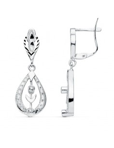18K PENDIENTES CUBANAS ORO BLANCO 29X10 MM CIERRE CATALAN