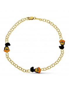 18K PULSERA ORO AMARILLO ESMALTE CORRE CAMINOS. 18CM