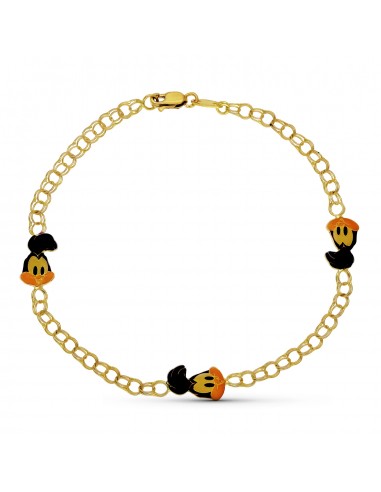 18K PULSERA ORO AMARILLO ESMALTE CORRE CAMINOS. 18CM