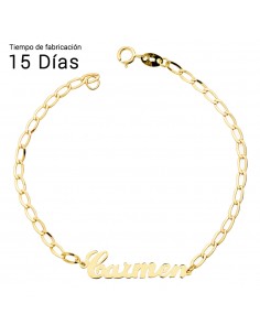 18K PULSERA NOMBRE 17 CM. CADENA BILBAO
