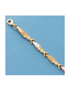 18K PULSERA BICOLOR ESTAMPACION. 5.15 GRS.