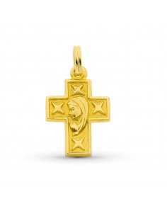18K CRUZ ORO AMARILLO VIRGEN 23X16 MM