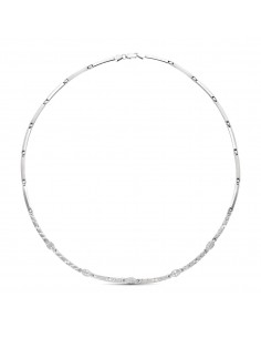 18K GARGANTILLA ORO BLANCO MATE Y BRILLO TALLADA CON CIRCONITAS