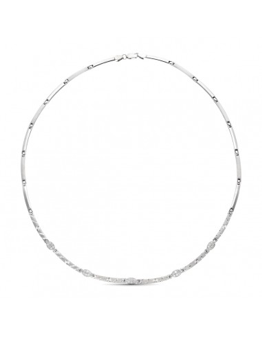 18K GARGANTILLA ORO BLANCO MATE Y BRILLO TALLADA CON CIRCONITAS