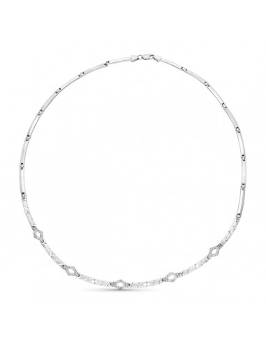 18K GARGANTILLA ORO BLANCO MATE Y BRILLO TALLADO CON CIRCONITAS