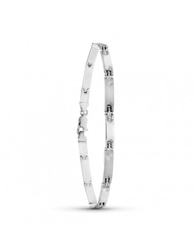 18K PULSERA ORO BLANCO TRAMOS MATE Y BRILLO 19CM