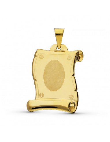 18K COLGANTE PLACA CHAPA ORO AMARILLO COLGANTE PERGAMINO 28X20 MM