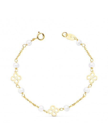 18K PULSERA NIÑA PERLAS 3-3,5 MM. 13 CM.