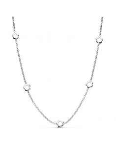 18K GARGANTILLA ORO BLANCO FLORES CADENA ROLO 42CM