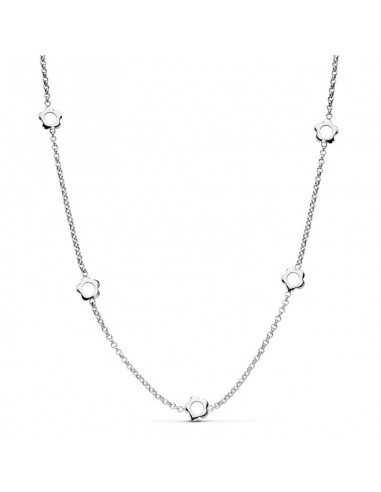 18K GARGANTILLA ORO BLANCO FLORES CADENA ROLO 42CM
