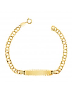 18K ESCLAVA ORO AMARILLO HUNGARA 14 5 CM  PLACA CHAPA TALLADA: 26X6MM