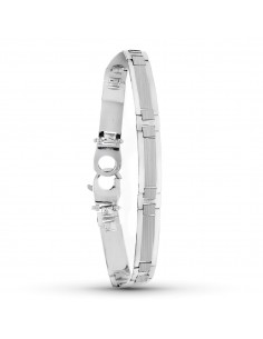 18K PULSERA CABALLERO ORO BLANCO MATE Y BRILLO 21CM
