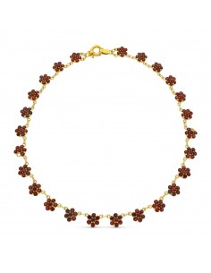 18K GARGANTILLA ORO AMARILLO CUAJOS DE GRANATES 42CM
