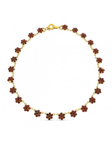 18K GARGANTILLA ORO AMARILLO CUAJOS DE GRANATES 42CM