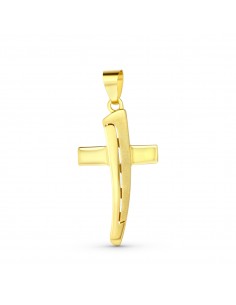 18K CRUZ MATE Y BRILLO 40X22 MM