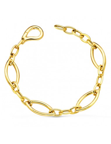 18K PULSERA ORO AMARILLO ESLABONES OVALES BRILLO ANCHO 10 MM LARGO 19.5 CM