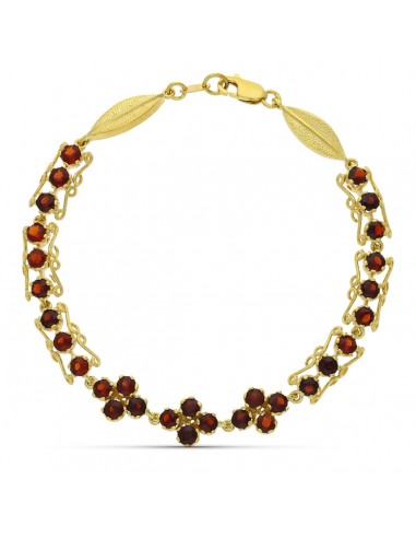 18K PULSERA ORO AMARILLO Y GRANATES 19CM