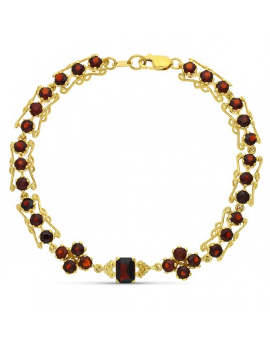 18K PULSERA ORO AMARILLO Y GRANATES 19CM