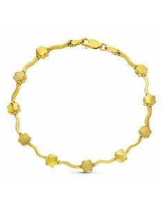 18K PULSERA ORO AMARILLO FLORES MATE Y BRILLO