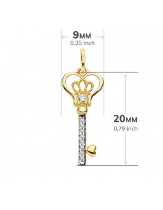 18K COLGANTE LLAVE BICOLOR CIRCONITAS 20 X 9 2