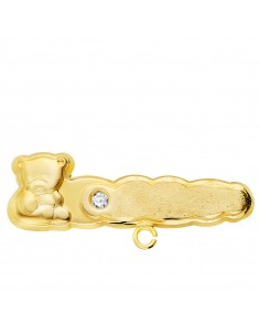 18K ALFILER ORO AMARILLO OSITO TALLADO CON CIRCONITA. 27 X 9 MM.