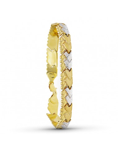 18K PULSERA ORO BICOLOR ESTAMPADA CIRCONITAS. 19CM