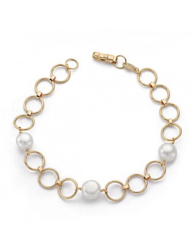 18K PULSERA ORO AMARILLO COMUNION PERLA CULTIVADA REDONDA 18CM