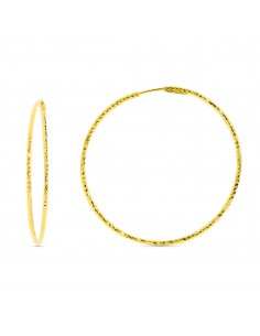 18K PENDIENTES AROS ORO AMARILLO DIAMANTADOS. 40X1.50 MM