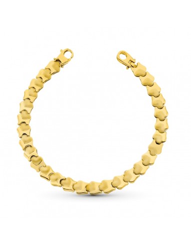 18K PULSERA ORO AMARILLO CORAZONES MATE Y BRILLO 19CM