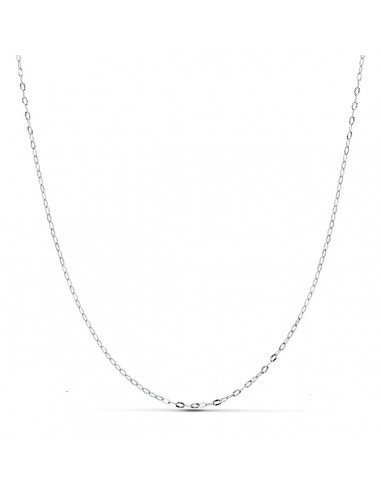 18K CADENA MACIZA ORO BLANCO ESLABONES TALLADOS 1 MM 40CM