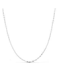 18K CADENA MACIZA ORO BLANCO ESLABONES TALLADOS 1 MM 45CM