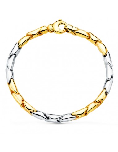 18K PULSERA ORO BICOLOR ESLABONES ARTICULADOS. ANCHO 5 MM 20.5 CM