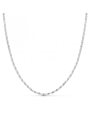 18K CADENA ORO BLANCO MACIZA DIAMANTADA 50CM 1.5 MM