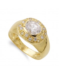 18K SORTIJA ORO AMARILLO CON CIRCONITA BLANCAS. ANCHO: 13 MM