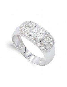 18K SORTIJA ORO BLANCO PIEDRA Y CIRCONITAS. ANCHO: 9 MM