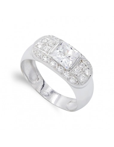 18K SORTIJA ORO BLANCO PIEDRA Y CIRCONITAS. ANCHO: 9 MM