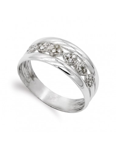 18K SORTIJA ORO BLANCO Y CIRCONITAS. ANCHO: 9 MM