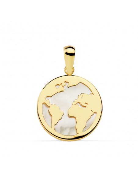 18K COLGANTE MAPAMUNDI NÁCAR 17 MM.
