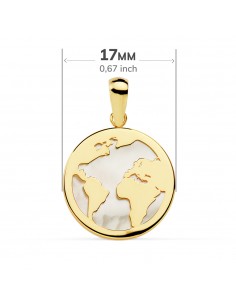 18K COLGANTE MAPAMUNDI NÁCAR 17 MM. 2